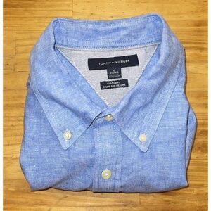 Tommy Hilfiger Shirt Men XL Blue Linen‎